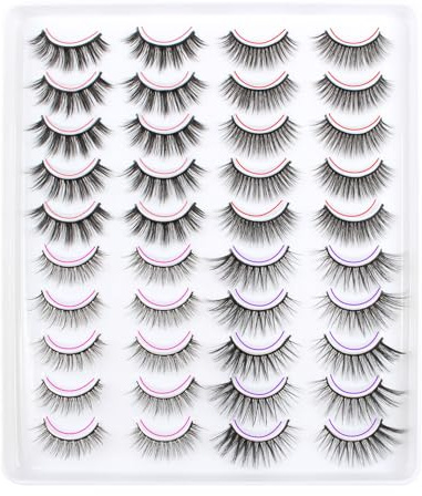Oreola 3D Falsche Wimpern Natürlicher Look - Künstliche, Leichte, Wiederverwendbare 4-Schichten Natural Lashes - Fluffy Faux Mink Lashes für Deutschland Schminke Katzenauge Cosplay