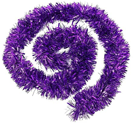 Trimming Shop Christmas Chunky Tinsel Garland Luxurious Metallic Xmas Tree & Home Decorations Festival New Year Party Indoor Outdoor Table Ceiling Decoration, Purple, 6ft