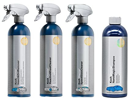 Koch Chemie - Set de iniciación Premium I: Insect & Dirt Remover 750 ml, Reactive Wheel Cleaner 750 ml, Speed Glass Cleaner 750 ml & Nano Magic Shampoo 750 ml