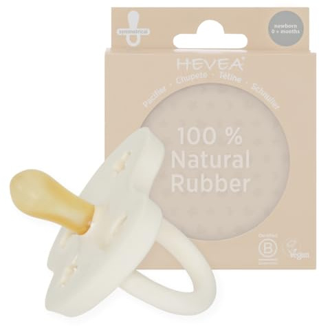 HEVEA Naturkautschuk Schnuller SYMMETRISCH, Neugeborene 0+ Monate - Hygienisches Einteiliges Design für Neugeborene bis Kleinkinder, BPA-frei, Weich & Langlebig - Einzelpackung (Milchweiß)