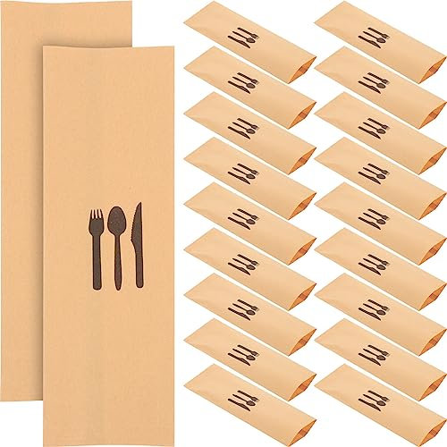 UPKOCH 100stücke Kraftpapier Besteckhülle Papierbeutel Für Besteck Bestecktaschen Aus Kraftpapier Für Partys Bankette Und Hochzeitsfeiern Reißfeste Geschirrtaschen