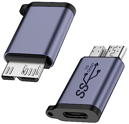 QIANRENON 10Gbps USB C Buchse auf Micro B Stecker Daten Aufladen Adapter Type C auf USB3.0 Micro B Externe Festplatten Konverter,für Externe Festplatten SSD Laufwerke Tablet Digitalkamera Laptop,2Pcs