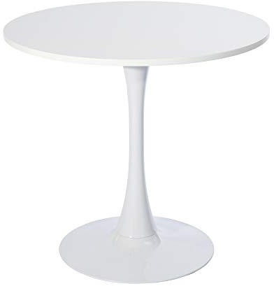 MEUBLE COSY Runder Esstisch Klein Tisch Küchentisch Esszimmertisch 2-4 Personen für Küche, Wohnzimmer, Büro, 80x80x73cm, Weiß
