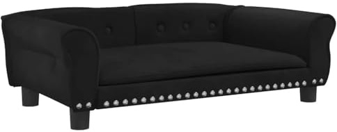 vidaXL Hundebett, Hundekissen mit weicher Polsterung, Hundesofa Hundecouch für kleine Hunde Haustiere, Haustierbett Katzenbett, Schwarz Samt