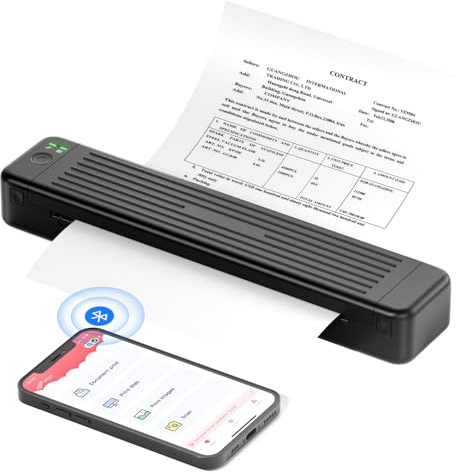 Odaro Tragbarer Kabelloser Bluetooth Drucker - P831 Business Reisedrucker, 300DPI Thermotransferdrucker ohne Tinte für Büro, Schule, Zuhause, Outdoor (Schwarz)