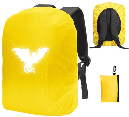Regenschutz Schulranzen, Regenschutz Rucksack wasserdichte, Reflektierende Rucksack Regenschutzhülle(30L-40L), Unisex – Erwachsene Raincover Mini Regenhülle, für Wandern, Camping, Radfahren, Gelb