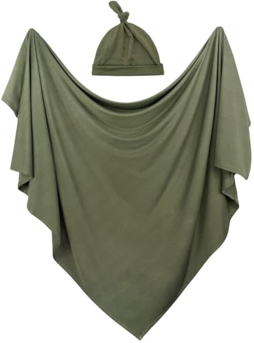 Huamengyuan Pucktücher und Mützen für Babys,Pucksack 2er-Set,Baby-Pucktuch aus Baumwolle mit Neugeborenen-Mütze,Geeignet für kleine Mädchen und Jungen,Babywickel mit Kopfschutz