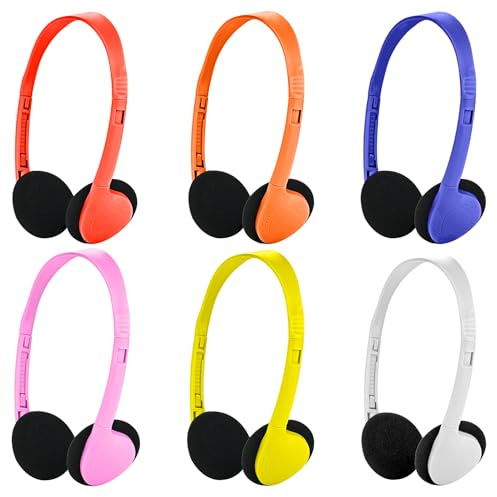Yoley Kids Headphones Bulk 6 Pack Multi Colored for Students School Classroom Boys Girls Children Toddler Baby Teens and Adults (6 Colors)