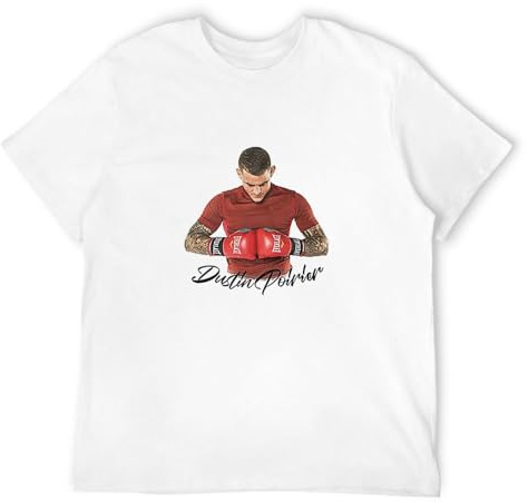 Sudden Dustin Poirier American T-Shirt Printed Fighter Professional Colour White L