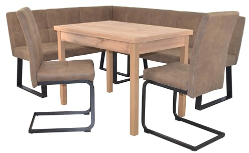 moebel direkt online 4tlg. Eckbankgruppe Schenkelmaß 190x150 cm kurzer Schenkel Links, braun