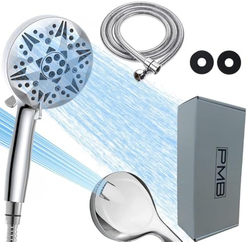 PMB Shower Head, Shower Hose, Bathroom Accessory, Shower Head and Hose, Filtered Shower Head, Shower Head High Pressure, 10 Spray Modes, Shower Hose 1.5m, Power Jet Modes | Shower Pro Head