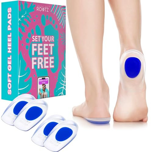 ROOTZ | 2 Paia di Talloniere in Silicone per Spina Calcaneare e Tallonite | Solette Gel con Inserto Shock Absorber Blu per Sollievo dal Dolore | Taglia L (42-46)