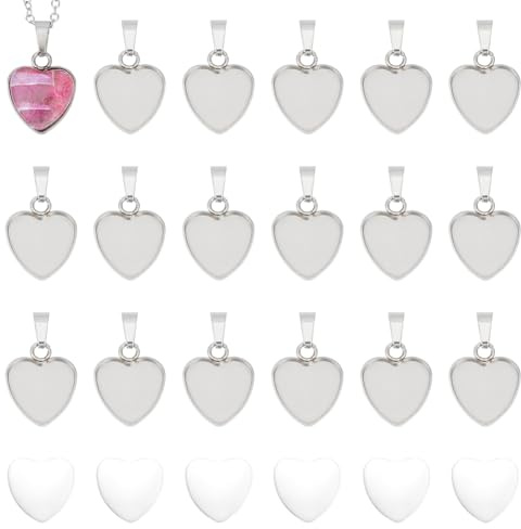 UNICRAFTALEBlanko Herz Anhänger Herstellungsset Blanko Kuppel Lünette Tabletts Basis Charms Mit Glas Cabochons Anhänger Cabochon Fassungen