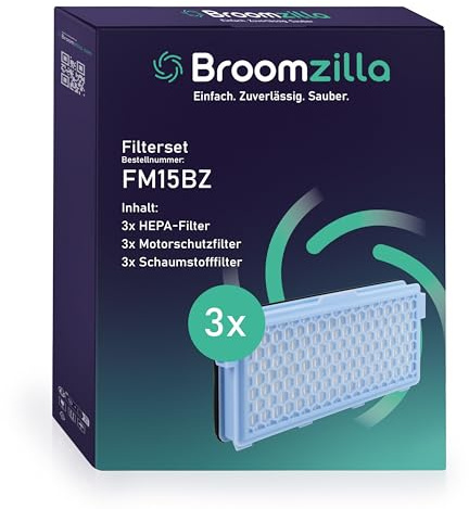 Broomzilla HEPA Filter für Miele Complete C3 & C2-3er Set mit Motorschutz & Schaumfilter