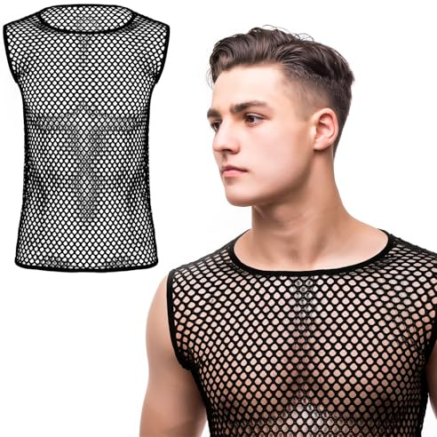 Boyiee Canotta a Rete Scava Muscolare Canottiera Intima Uomo Gilet Intimo Maglia Maglietta Senza Maniche a Rete per Sport(XXL)