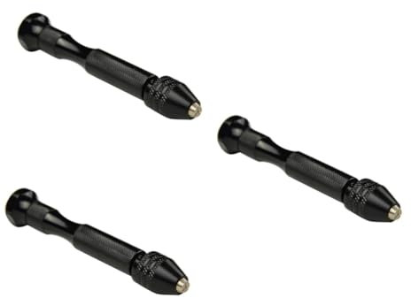 KITANDOVE 3pcs Pin Vise Drill Hand Drill Bits Set for Models Woodworking Hobby Projects