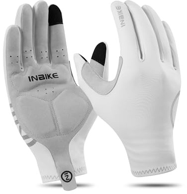 INBIKE Fahrradhandschuhe Herren Damen Lang Winter Warm Handschuhe Winddicht Atmungsaktiv Touchscrenn Reflektierende Radhandschuhe für Radfahren Rennrad Sport Weiß M