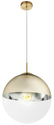 Kugel Hängelampe gold Lampen Wohnzimmer hängend Pendelleuchte Glasschirm 1 Flammig, Metall klar, 1x E27, DxH 30x120cm