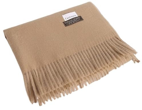 ZONABSQQ Luxuriöser Winter-Kaschmirschal for Damen, weicher, warmer Pashmina-Schal aus Wolle, Khaki-Schwarz-Poncho-Stil, Multifunktionsschal(Camel)