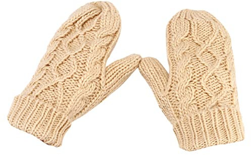 Brauthandschuhe 𝐖eiß Damen Wärmer verdicken gestrickte Finger Thermal Skihandschuhe Fäustlinge WäRmende Handschuhe Damen (Khaki, One Size)