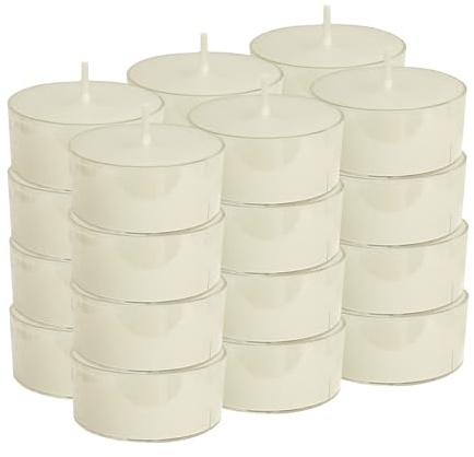 NJAO HOO 24 Pack Gardenia Scented Tealight Candles 6 Hours Burn Ivory Tea Candle Clear Cup Small Round Candle for Home Decor and Aromatherapy