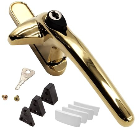 Universal Cockspur Key-Locking Window Handle Kit - Right, Gold/White