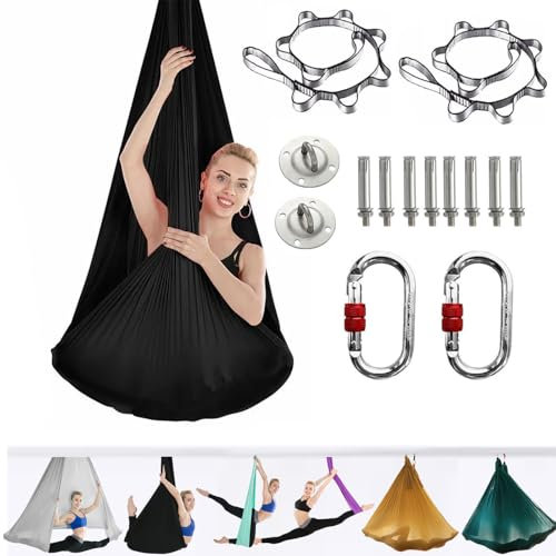 ARNTY Yoga-Set für Erwachsene, Yoga-Zubehör, 500 kg Belastung, inkl. Kompletter Installationshardware (Black)