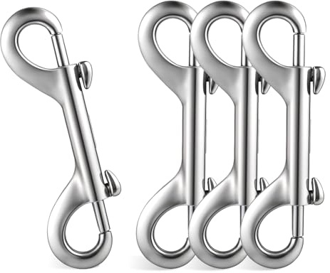 Mabor Doppelkarabiner Zinklegierung，4 Stück 3,5 Zoll Karabinerhaken mit Auslöser Silberner Doppelseitiger Karabinerhaken Karabiner für Hundeleine Eimerzugseil Schlüsselanhänger