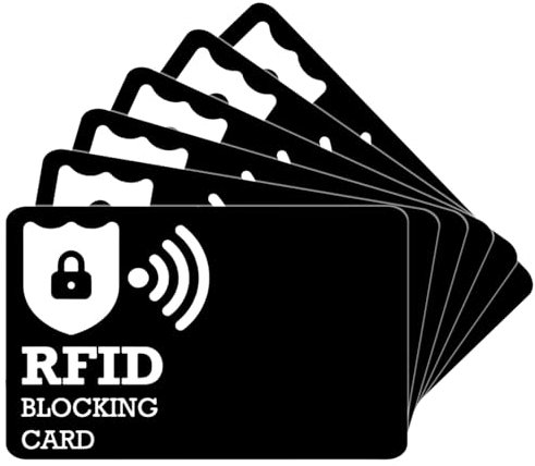 KEYRI 6 PCS Tarjeta de Bloqueo RFID Ultrafina Protector de Tarjetas de Crédito Bloqueador Antirrobo Protección de Tarjetas de Crédito para Carteras Tarjetas RFID para Hombres y Mujeres (Negro)