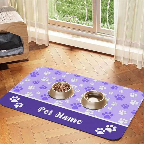 ZYHJJ Personalisierte Napfunterlage,mit Foto und Namen,Fressnapf Matte für Hunde,Personalisierbare Napfunterlage für Katzen,Absorbierend Anti-Rutsch