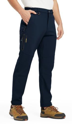 Rdruko Softshellhose Herren Wasserdicht Skihose Wanderhose Thermohose | Winter Snowboardhose Winddicht Schneehose Trekkinghose Outdoorhose Warme Gefüttert mit 4 Taschen für Skifahren Wandern