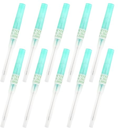 DAVBNM 10 Pieces Piercing Needles, 18G Catheter Needles, Catheter Piercing Needles, Stainless Steel, for Ear, Lip, Nose, Tongue, Belly, Nipple