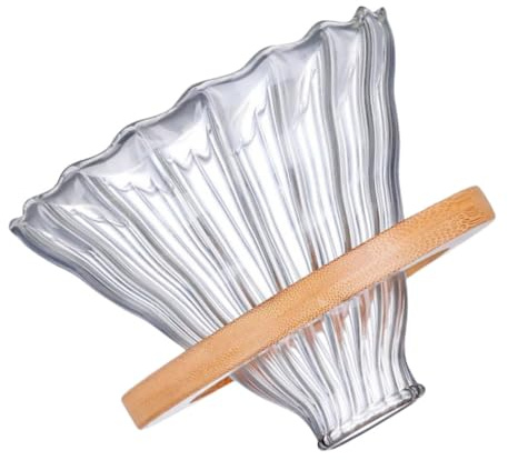 DOITOOL Embudo Para Café Reutilizable De Vidrio Borosilicato Grande Filtro y Soporte De Madera, Filtro Manual Para Taza De Café, Preparación Por Vertido, Juego De Para Uso Hogar y Oficina