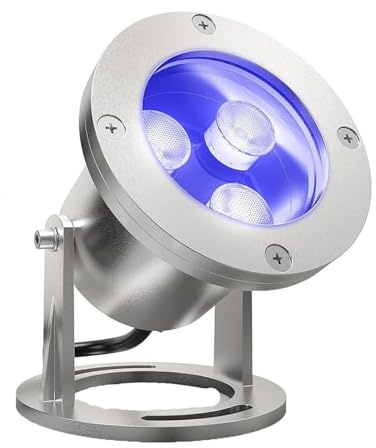 JOUFNING Luce LED Sommergibile Per Fontana - Luci Subacquee Per Laghetti, Lampada Da Giardino In Acciaio Inossidabile Impermeabile IP68, Faretto Per Piscina Da Esterno 12/24 V(Red,3W(12V))
