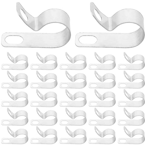 HOMSFOU 120 Pièces Clips R-type Aluminium pour Câbles Serre-câbles Résistants et Isolants Assortiment de Colliers Métalliques pour Tube et Tuyau Organisateur de Fils et Antirouille