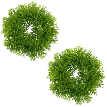 Künstlicher Mooskranz Grün - 2er Set - Naturgetreuer Deko-Kranz in Moos-Optik - Hochwertiger Moosring für Tischdeko, Wand & Tür (Grün, 2 x Ø 13 cm)