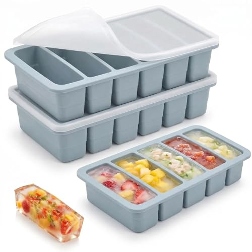 2 recipientes para congelar sopas, 6 agujeros, recipiente para congelar sopa, recipiente con tapa, molde de silicona para congelar, bandeja congeladora de silicona, molde de hielo extra grande para