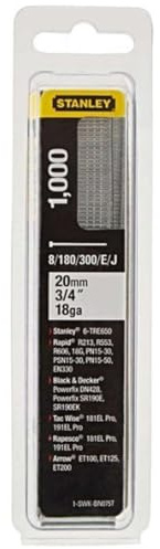 Stanley 1-SWKBN075T Clavo/Brad 8/300 / E/tipo J-20mm-1000 u, Multicoloured, 20mm