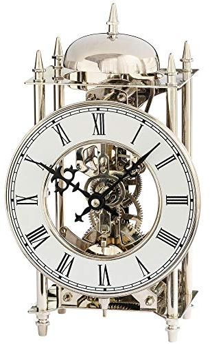 AMS 1184 Tischuhr Stiluhr Messing vernickelt mechanisch 14-Tage Schlagwerk