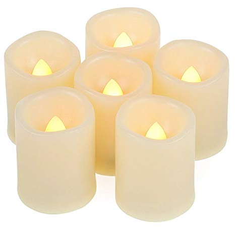 Flameless Flickering LED Votive Tealight Candles Battery Operated with Timer / 6 Hours On and 18 Hours Off Per Cycle, LED Tea Light Candles for Outdoor Halloween Pumpkin Light Christmas Decorations