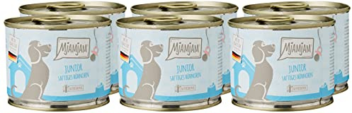 MjAMjAM - cibo umido premium per cani - Junior pollo succoso con uovo, confezione da 6 (6 x 200 g), naturale con carne extra