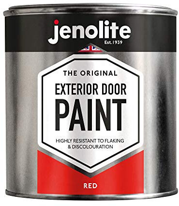 JENOLITE Garage & Exterior Door Paint - Red - 1 Litre - Suitable for Metal & Wood Doors & Garage Doors (RAL 3020)