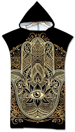 Proumhang Cambio de Bata de baño Changing Towel, Toalla de Poncho de Surf con Capucha Toalla de baño con Capucha para Adultos Toallas Deportivas con Capucha estampadaTalla única-Estilo 20 75cm x 110cm