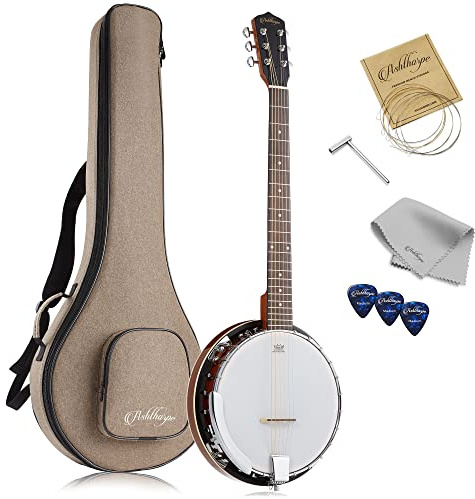 Ashthorpe 6-String Banjo - Full Size with 24 Brackets, Closed Back, Mahogany Resonator