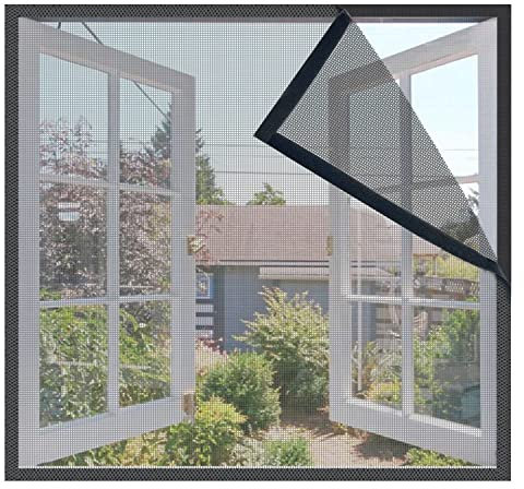 Orumrud Fiberglas Fliegengitter Fenster 180x200cm, Grau Insektenschutz Fenster Fliegennetz Fenster Fliegengitter Fenster Moskitonetz für Fenster Ohne Bohren Kinderleichte Klebemontage mit Klettband