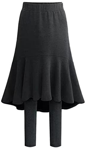 ORANDESIGNE Femmes Rétro Jupe Midi Filles Crayon Vintage Élasticité Jupe Mi-Longue Taille Haute en Patchwork Jupe Plissée Culotte Automne Hiver B Gris Foncé L