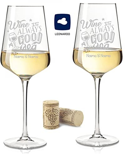 Leonardo XL Weinglas mit Gravur - Wine is always a good Idea - Lustige Geschenke - Originelles Geburtstagsgeschenk für Männer & Frauen - Geeignet als Rotweingläser Weißweingläser Farbe Puccini
