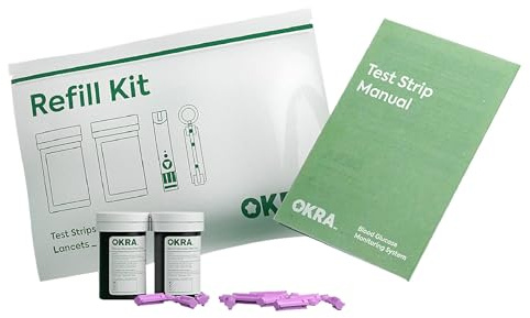 OKRA Pro Blood Glucose 100 Test Strips Refill Kit for Diabetes, Accurate & Fast Results, Easy to Use, Small Blood Sample
