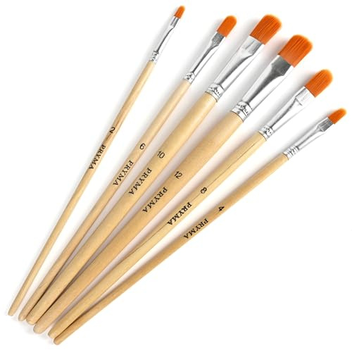Pryma Set Pennelli da Pittura Punta Tonda | 6 Misure | Ideali per Acrilico, Olio, Acquerello e Tempera | Set Professionale per Artisti e Hobbisti