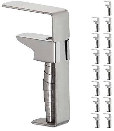 Relaxdays Tischdeckenklammern, 16er Set, verstellbare Tischklammern für Dicke Tische, Edelstahl, bis 4 cm Stärke, Silber